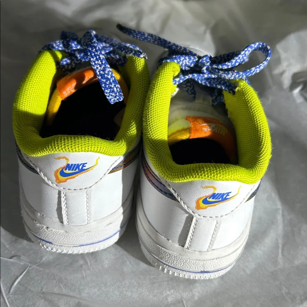 Nike White Sneakers with Blue and Yellow Highlights